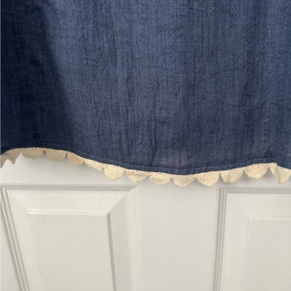 Hayden Los Angeles midi dress. Blue w/crochet top & bottom. A Line Size Medium - Picture 6 of 11